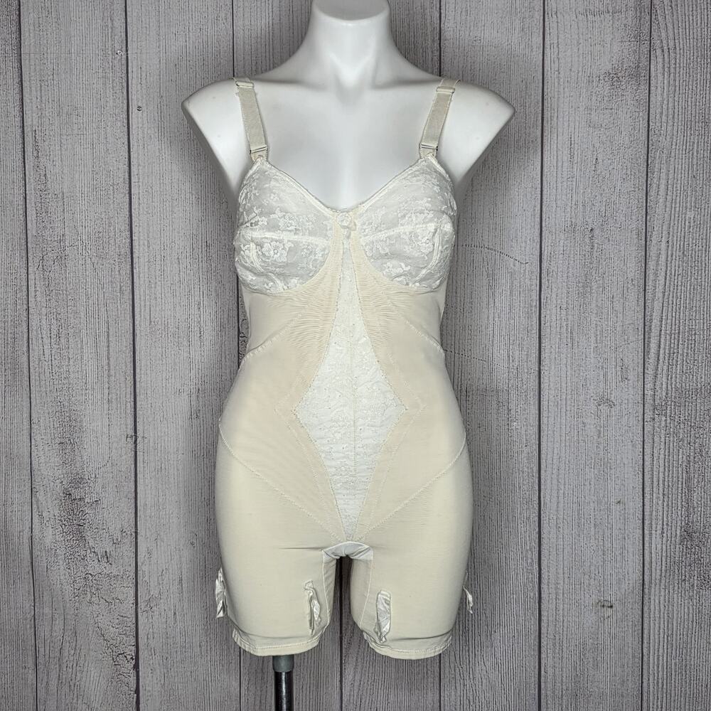 Vintage Montgomery Ward Long Leg Shapewear Body Briefer Garter Tabs Size 38